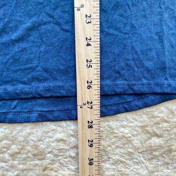 Blue Cotton and Lace Short Sleeved Blouse Tank, Size Large - Picture 6 of 7